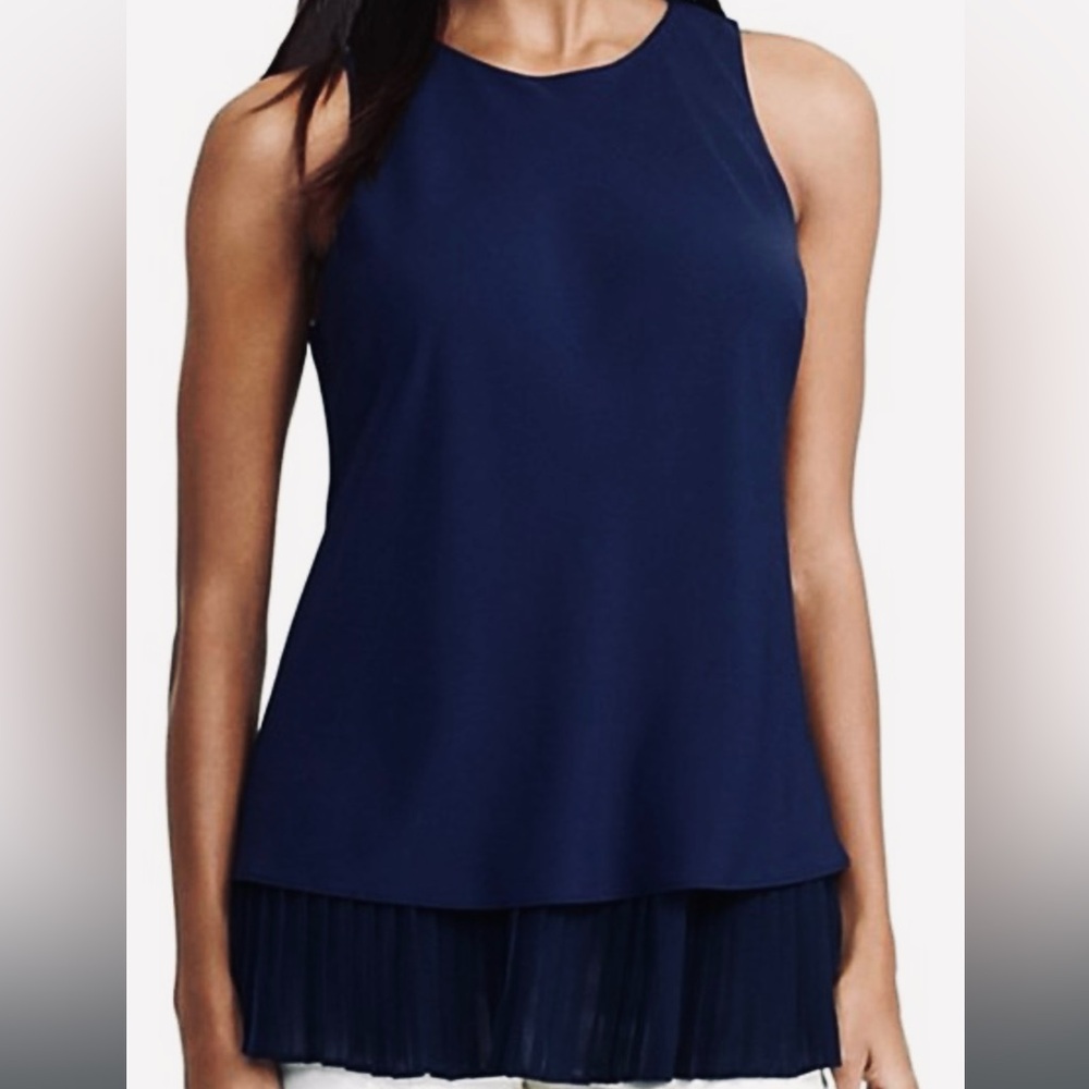 Ralph Lauren Navy Tank Top with Hem Frills - Size 10